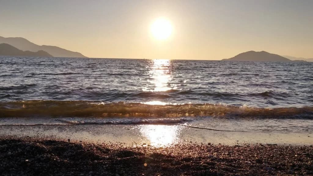 Sunset over Fethiye Bay at Çalış Beach