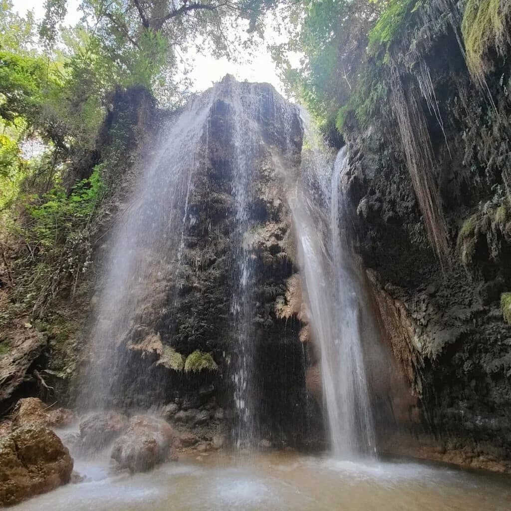 Gizlikent Waterfall inside its shaded canyon near Saklıkent