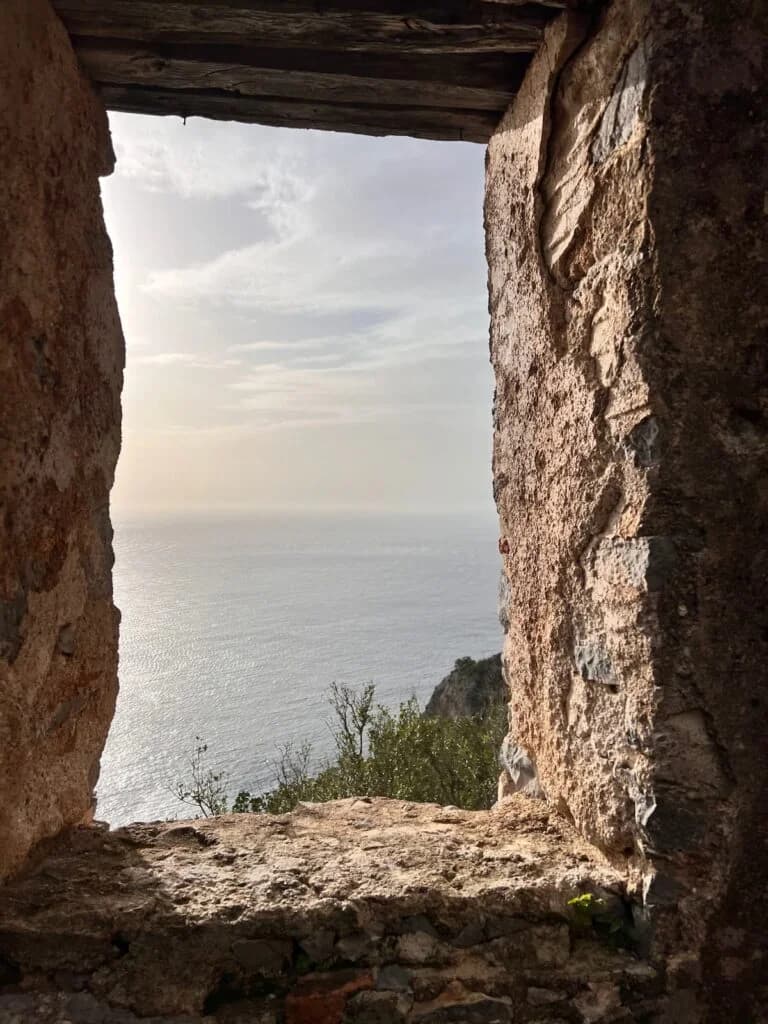 Sea view from Afkule Monastery cliffside path near Fethiye