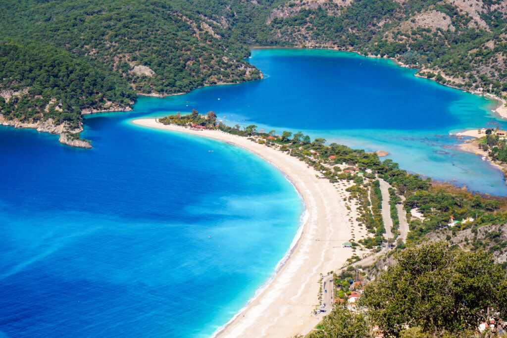 Aerial view of the Blue Lagoon at Ölüdeniz near Fethiye