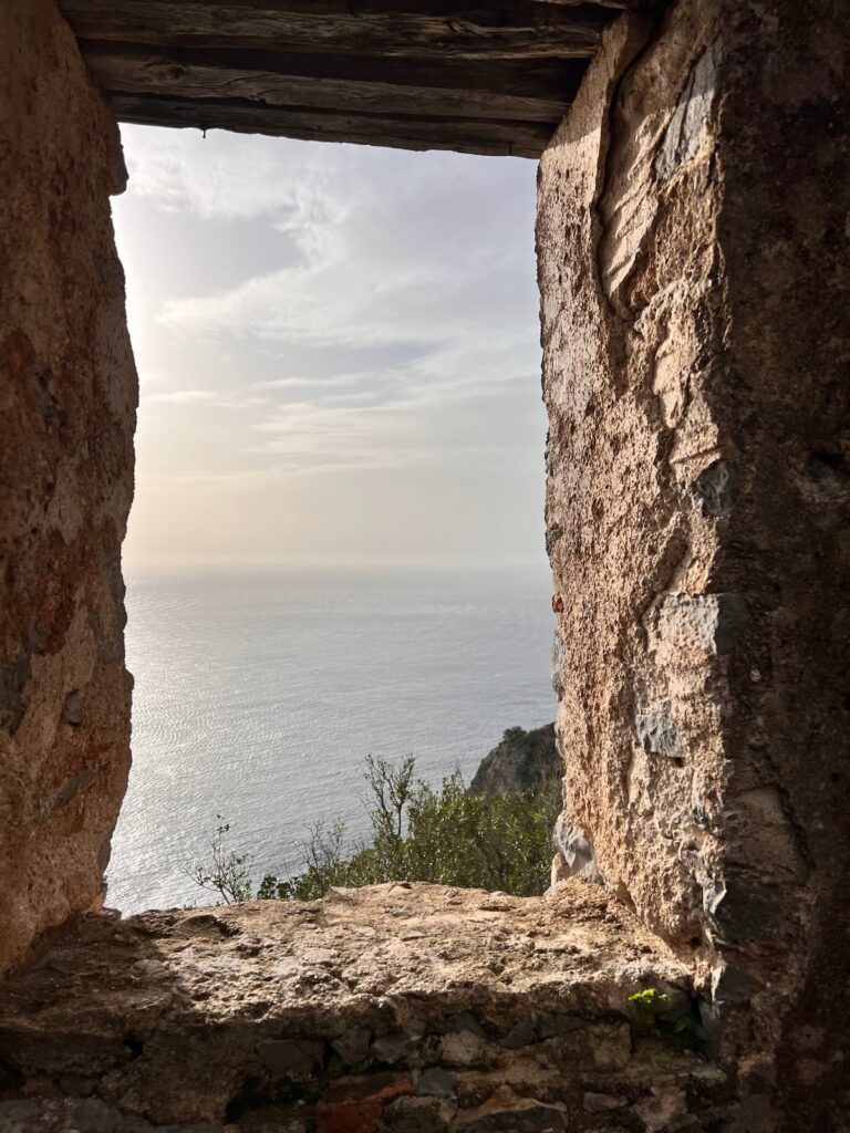 Sea view from Afkule Monastery cliffside path near Fethiye