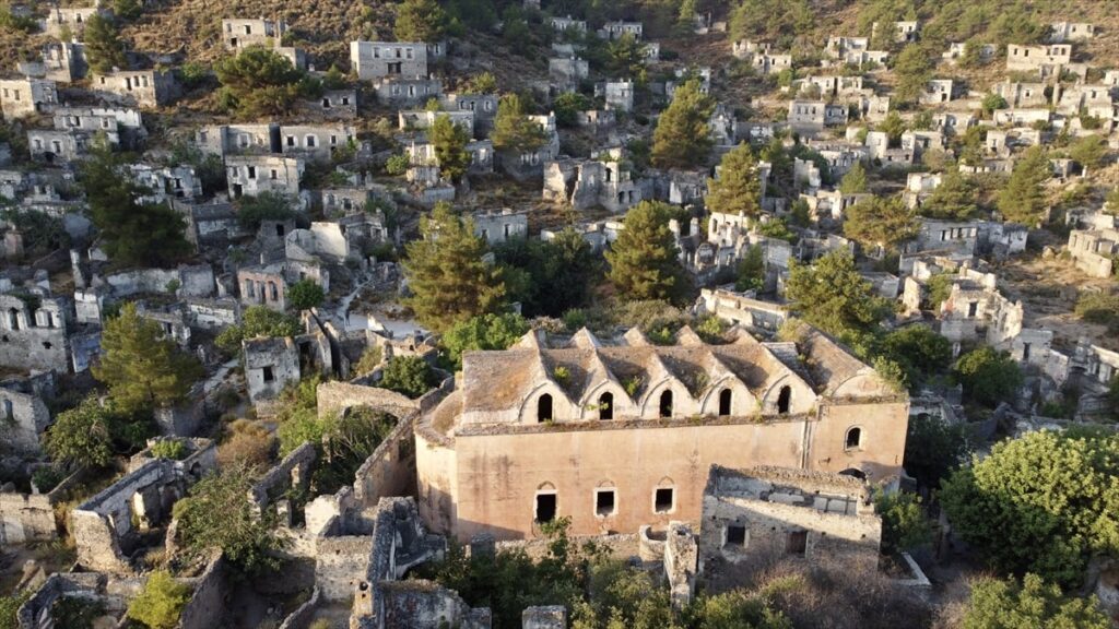 Abandoned stone houses in Kayaköy Ghost Town near Fethiye
